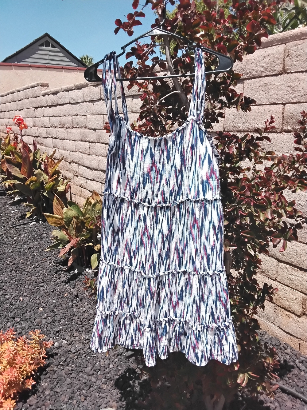 Tiered Mini Sundress in Blue Multi